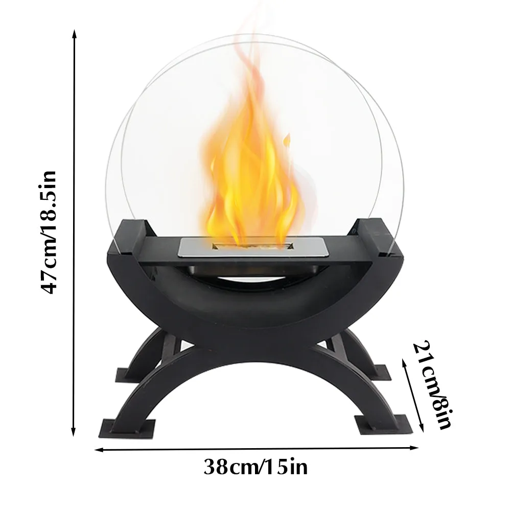 15.16×8.39×18.7” Freestanding Indoor Big Table Fireplace with Stand