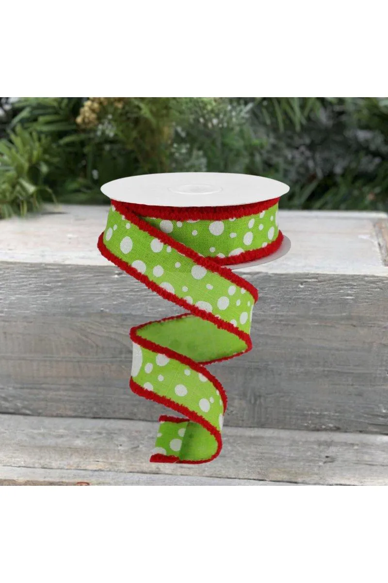 1.5" Irregular Dots Drift Ribbon: Lime (10 Yards)