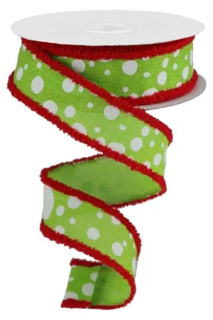 1.5" Irregular Dots Drift Ribbon: Lime (10 Yards)