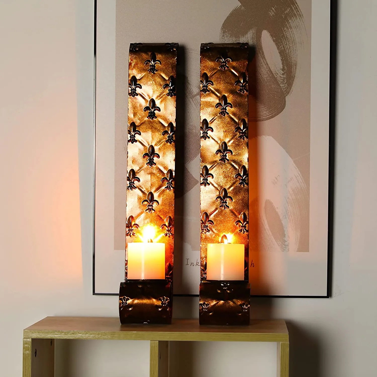 22.5''H Metal Candle Sconces Wall Decor Sconce Candle Holder(Set of 2)