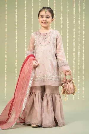 3 Piece Embroidered Zari Net Suit | MKS-W24-21