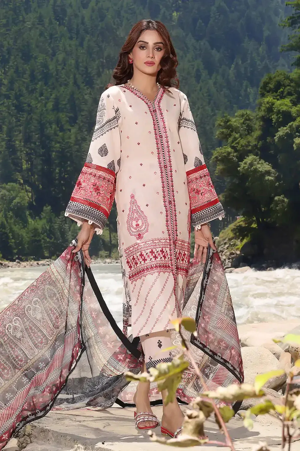 3PC Embroidered Unstitched Lawn Suit KOE-2166