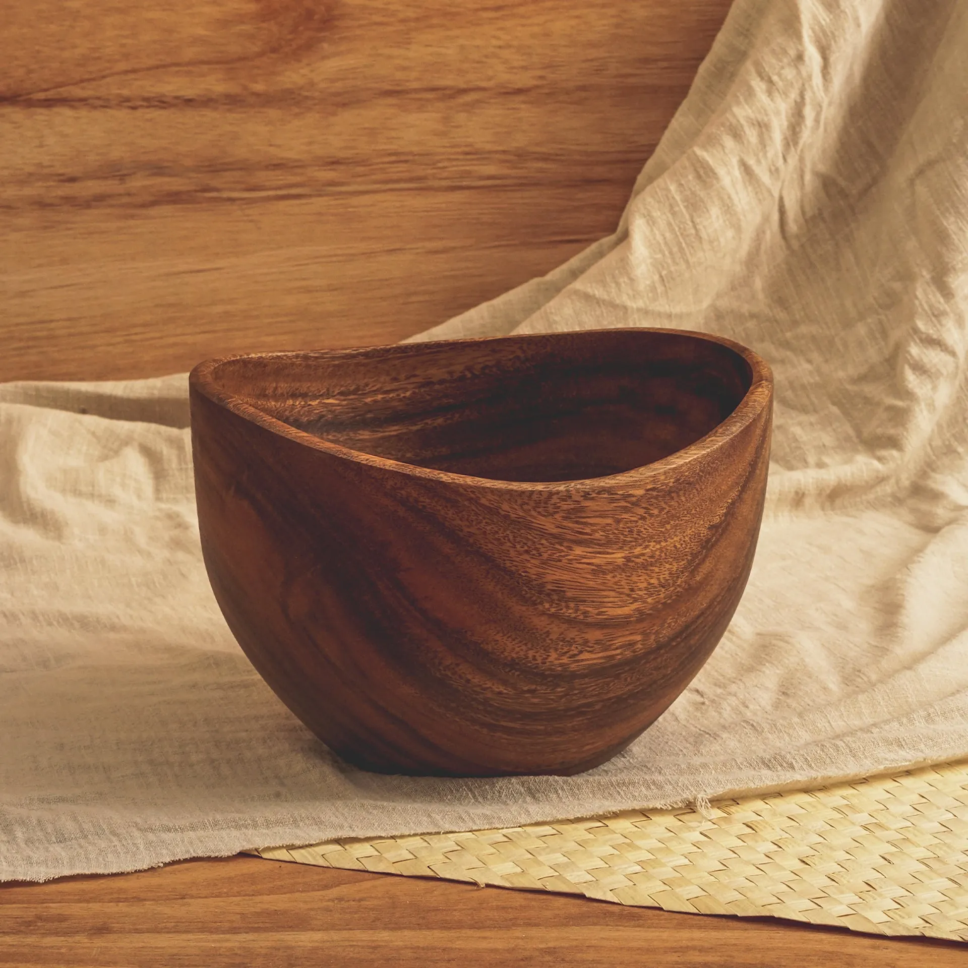 Acacia Irregular Deep Bowl