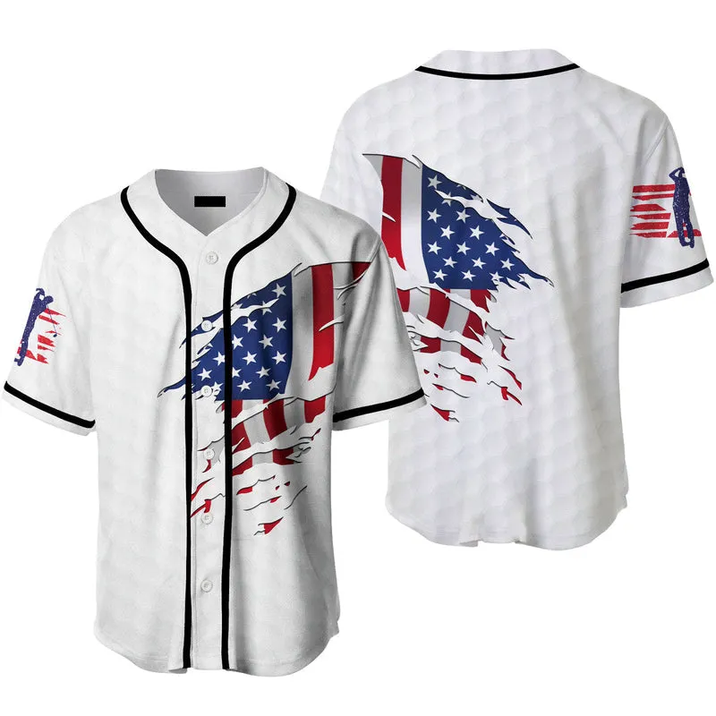 American Flag Golf Baseball Jersey, Idea Gift for Men & Women