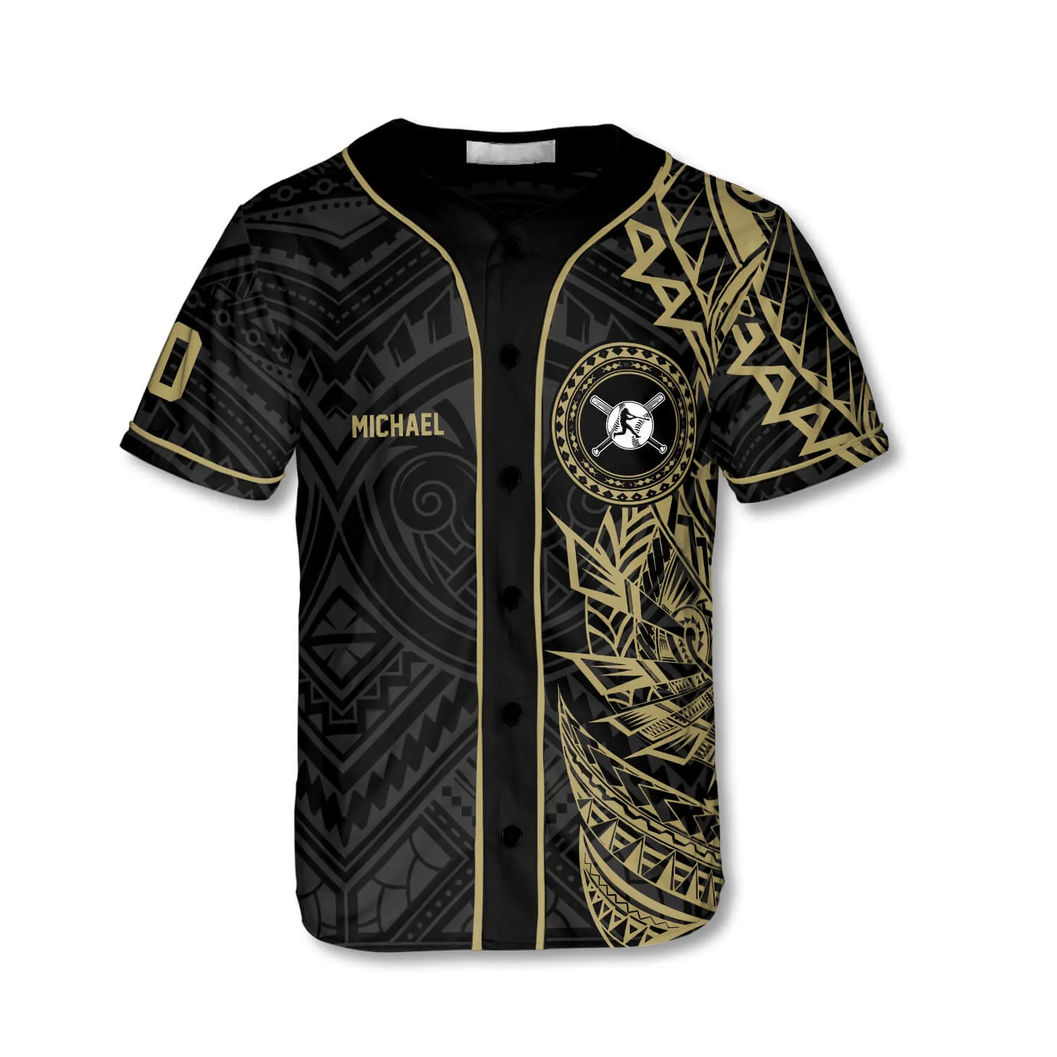 Athlete Gold Tribal Custom Baseball Jersey, Idea Gift for Baseball Player