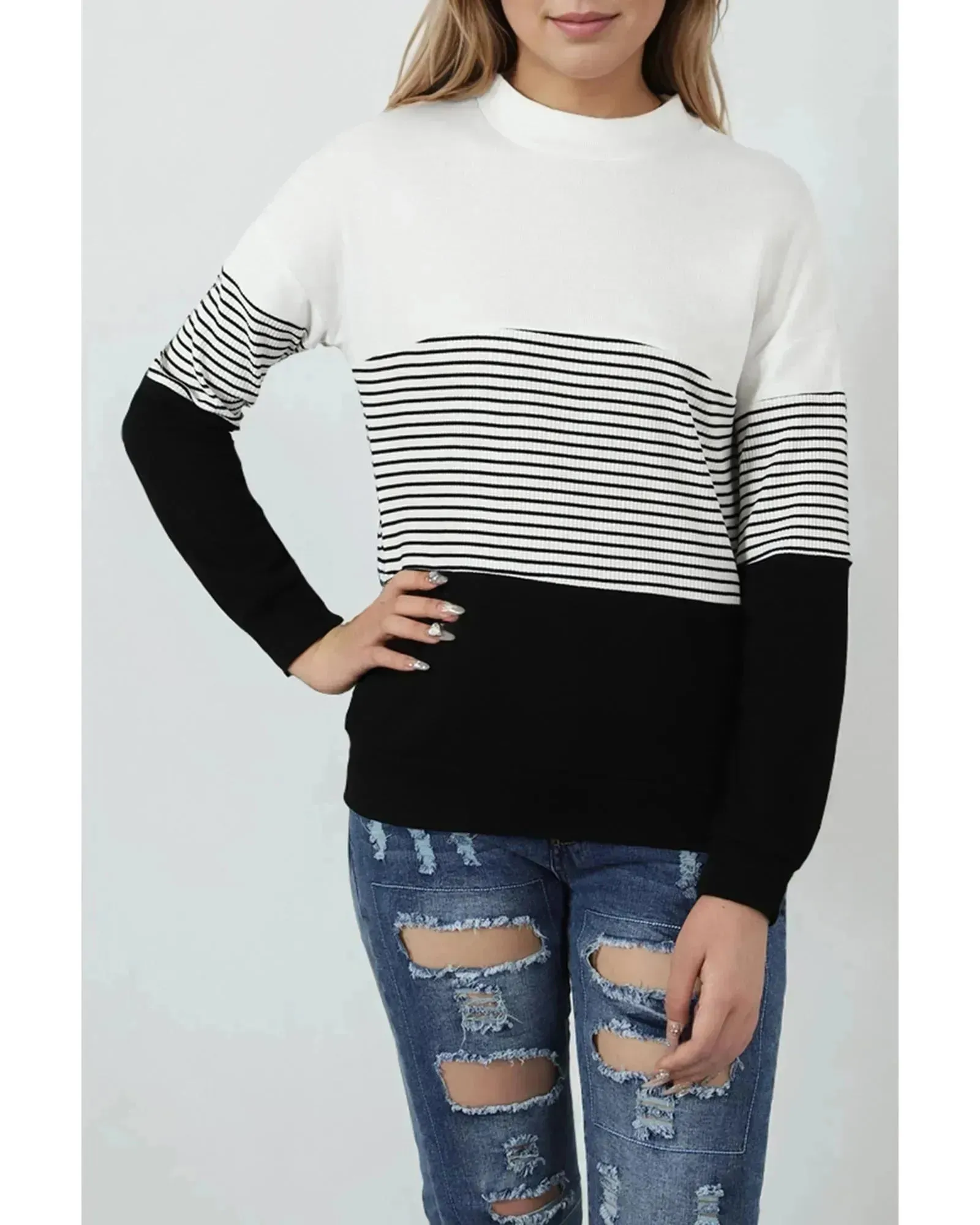 Azura Exchange Contrast Color block Knit Top - XL