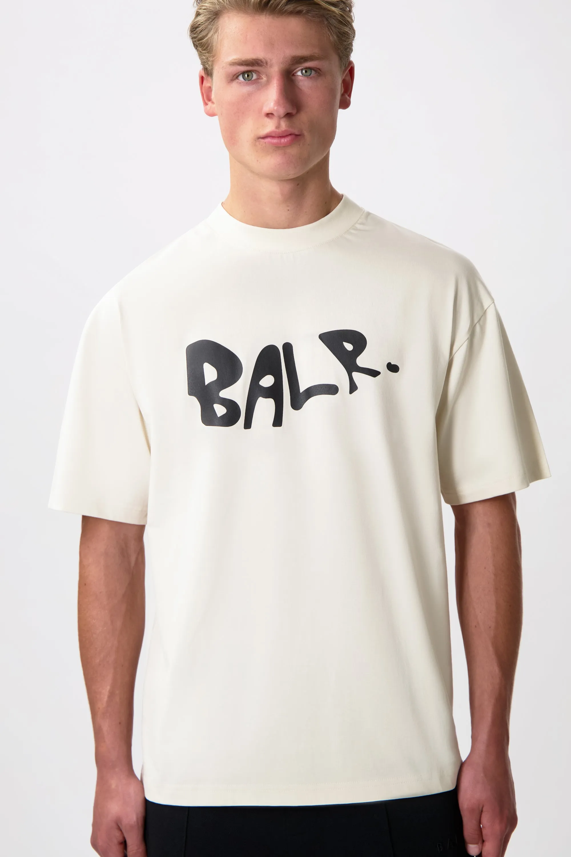 BALR. Logo Graffiti Box Fit T-Shirt White Swan