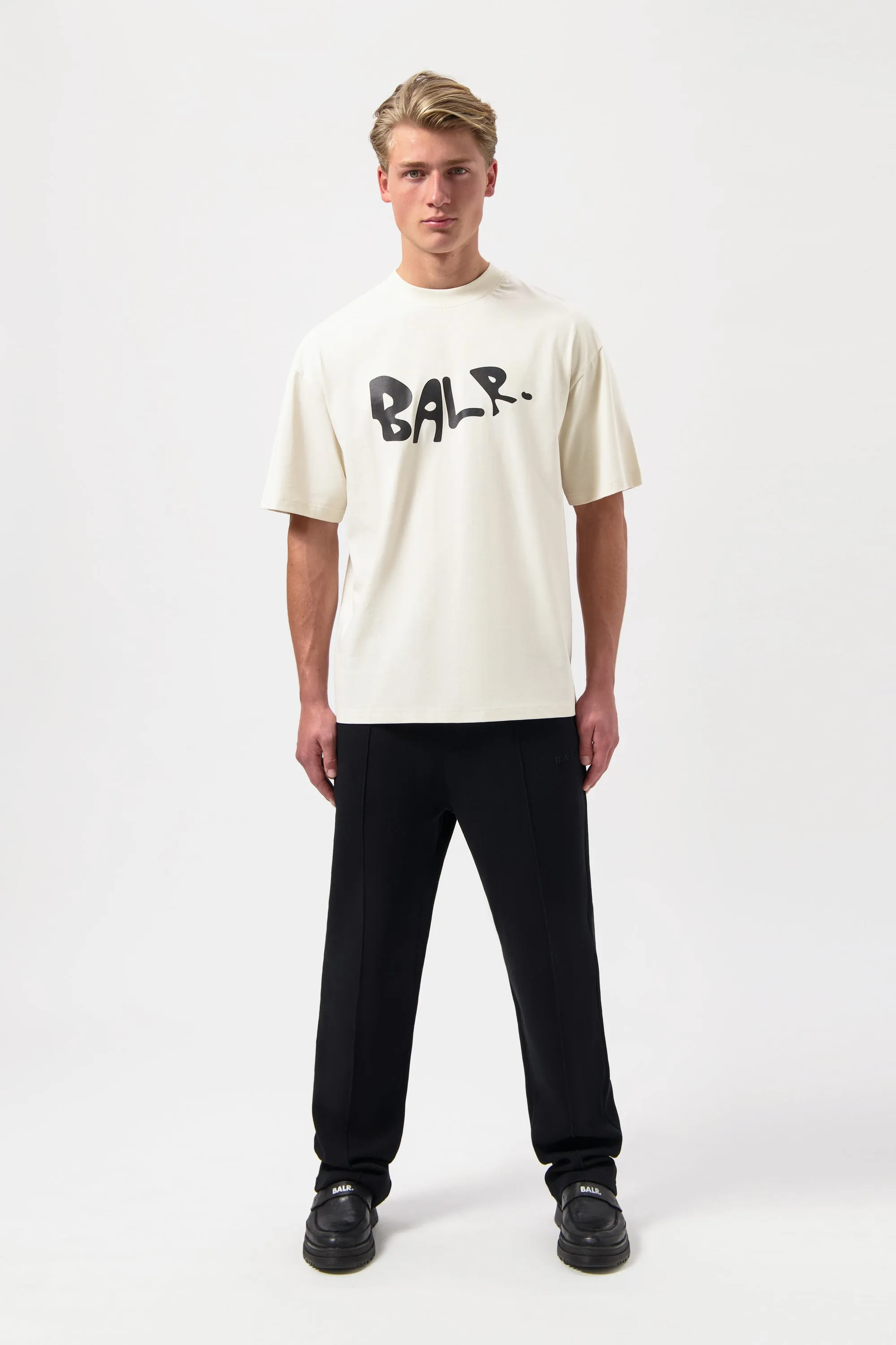 BALR. Logo Graffiti Box Fit T-Shirt White Swan