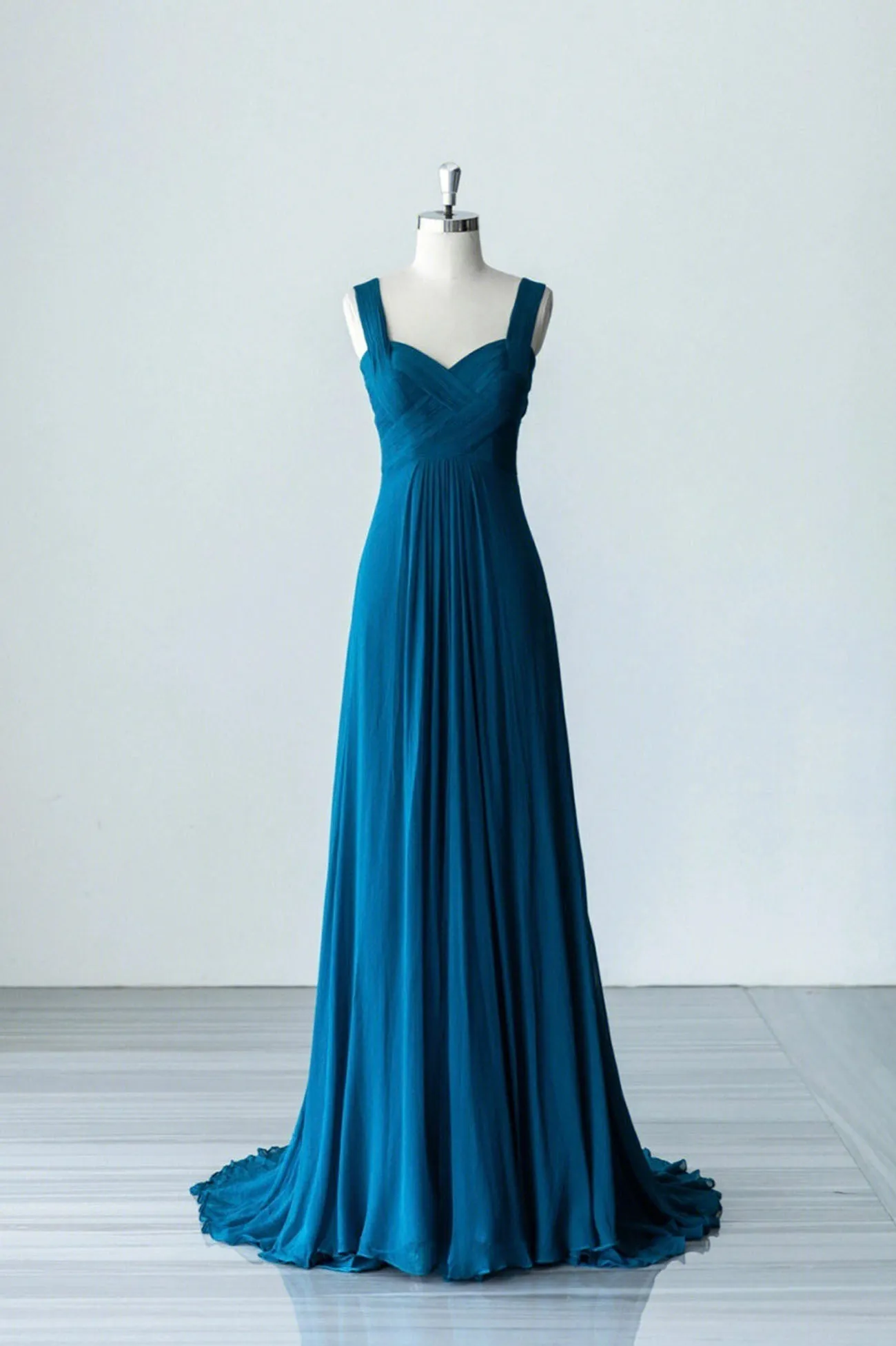 Blue Chiffon Long A-Line Prom Dress A-Line Evening Dress Party Dress