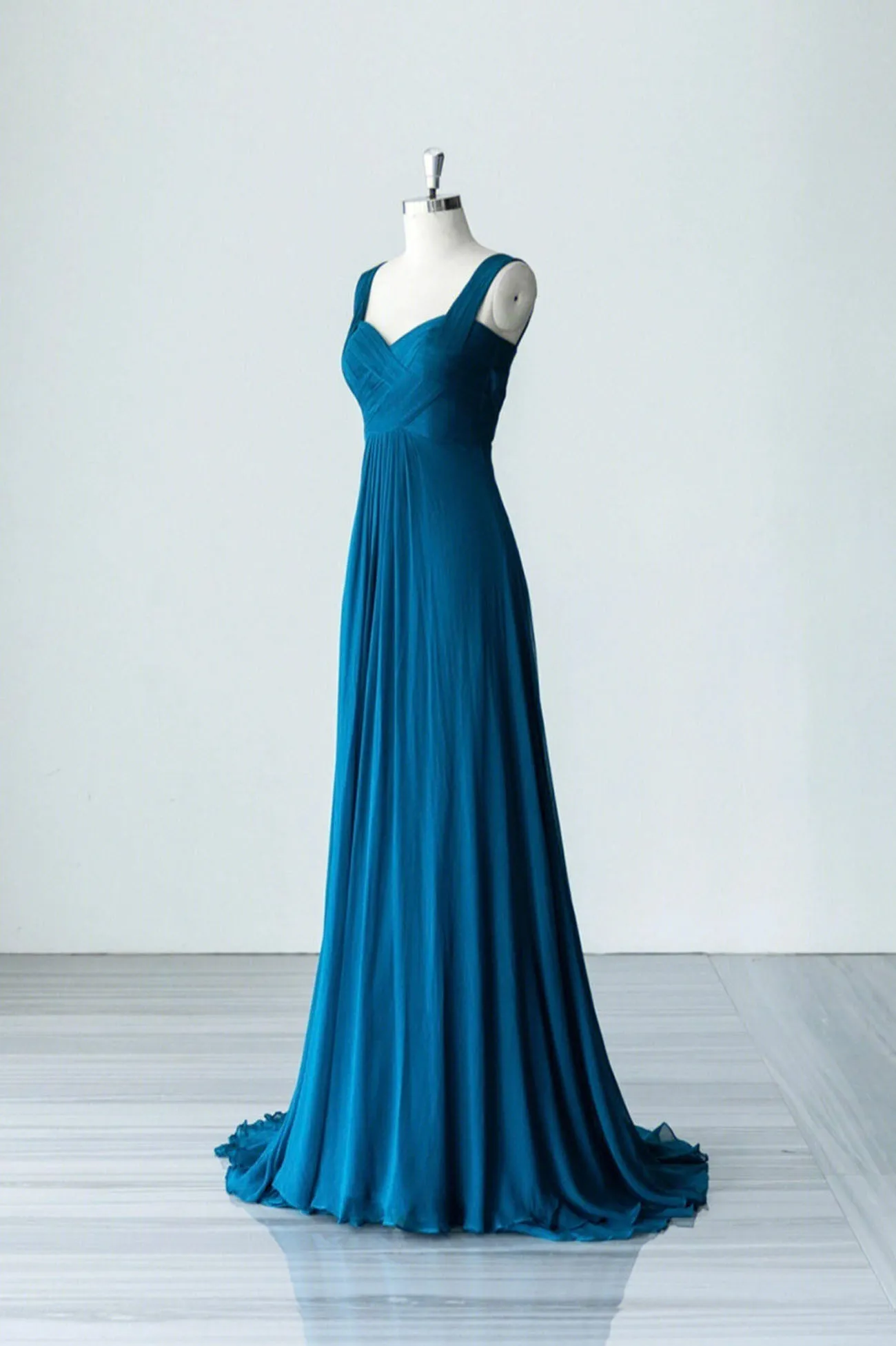 Blue Chiffon Long A-Line Prom Dress A-Line Evening Dress Party Dress