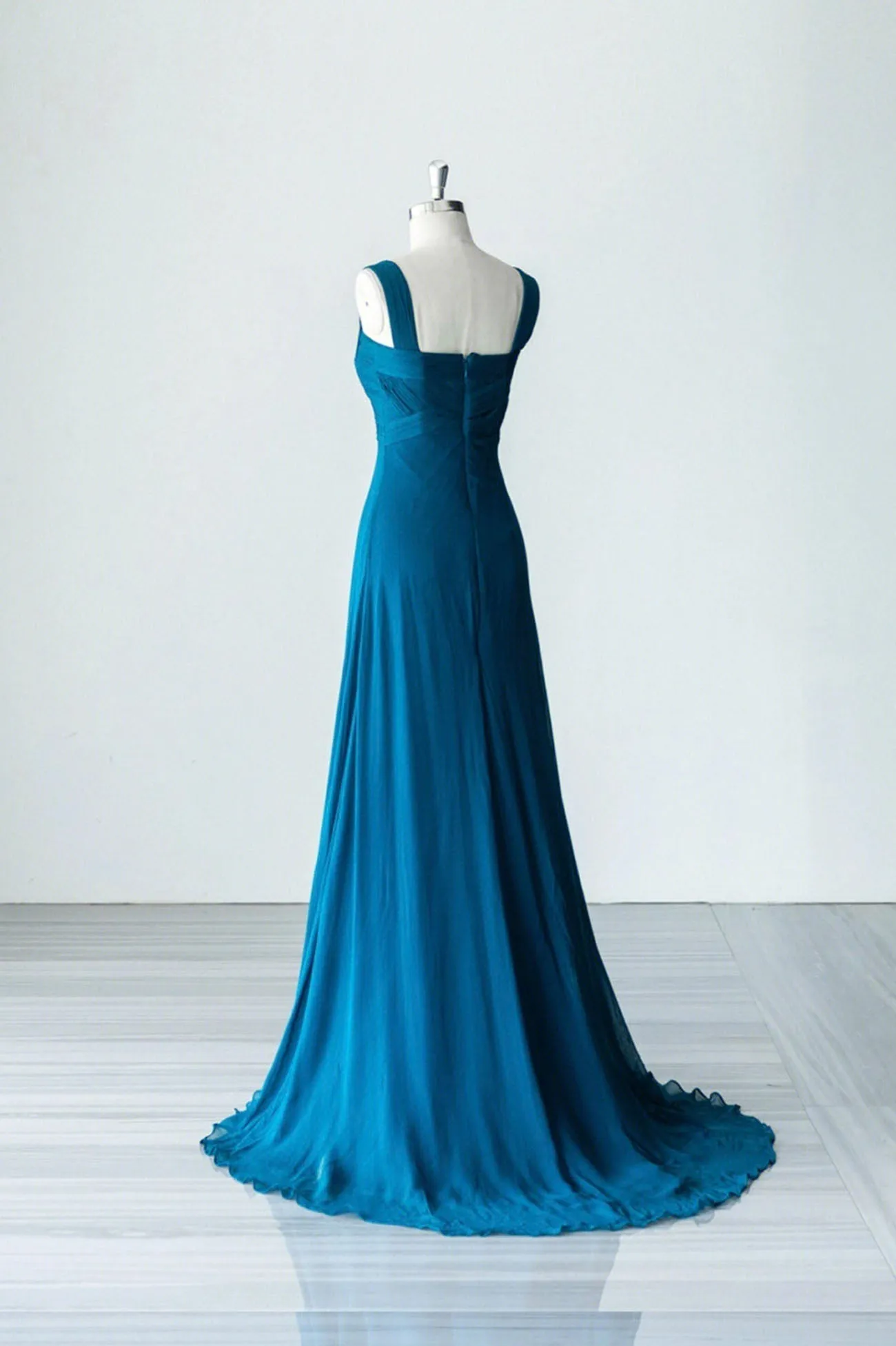 Blue Chiffon Long A-Line Prom Dress A-Line Evening Dress Party Dress