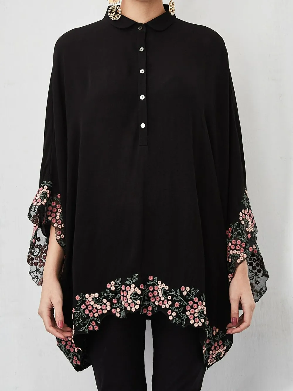 Boxy Shirt with Resham Embroidered Border