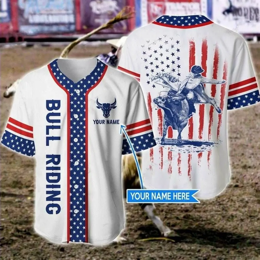 Bull Riding Cactus Personalized Baseball Jersey, Gift for Man Love Bull Riding Shirt