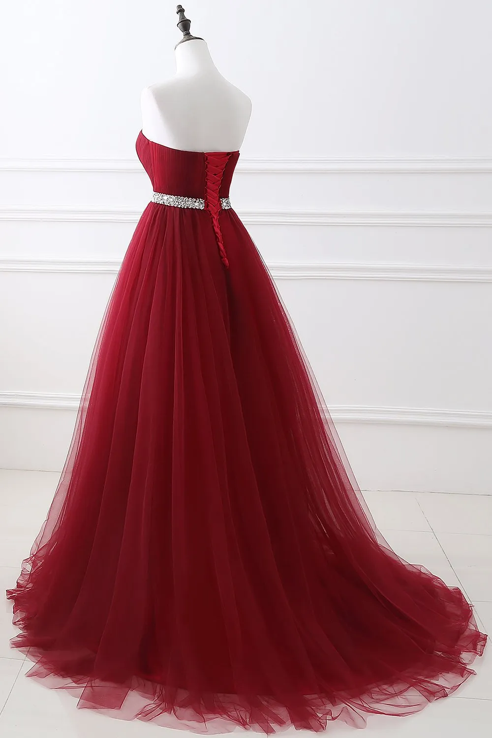 Burgundy Sweetheart Long Evening Dress