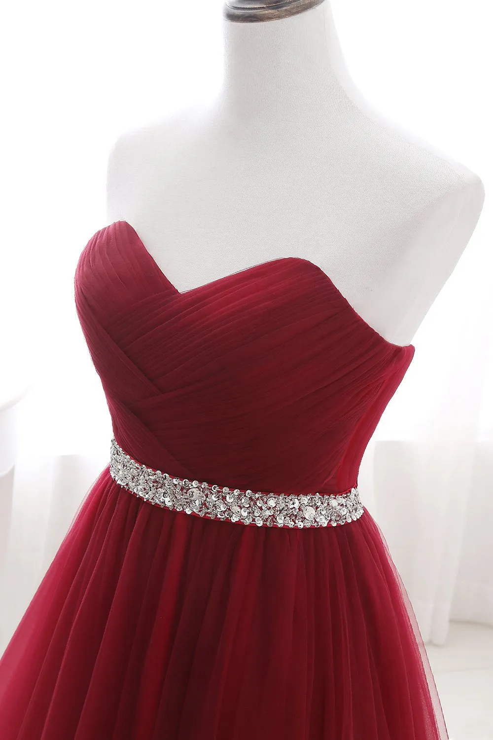 Burgundy Sweetheart Long Evening Dress