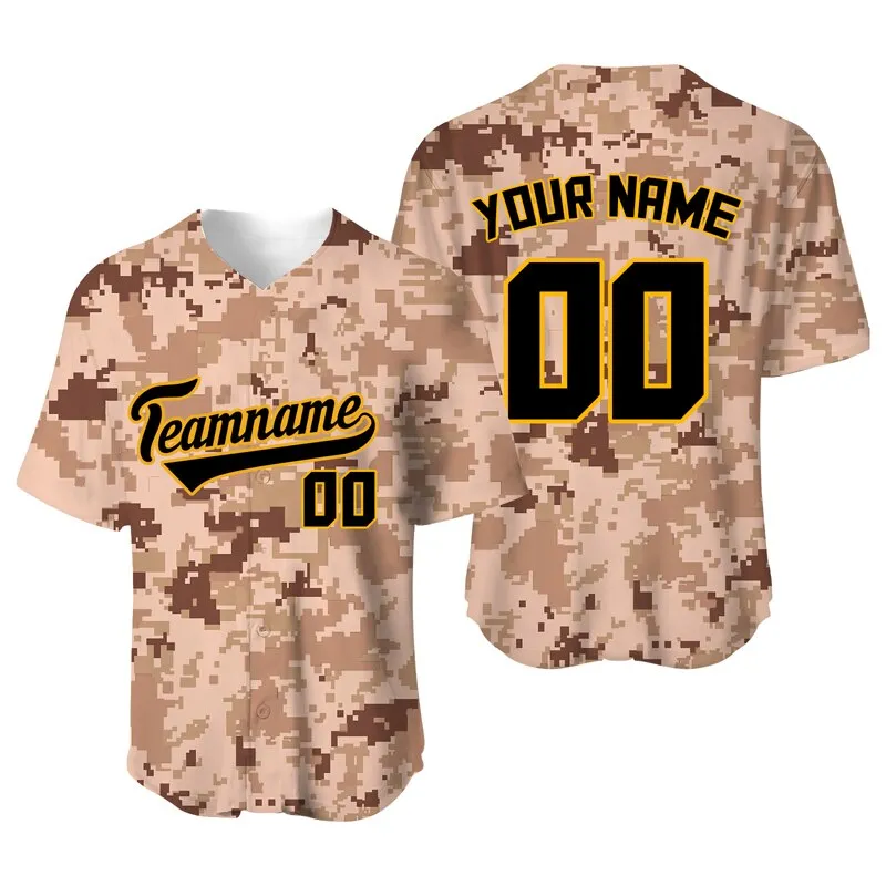 Camo Baseball Jersey Shirts Mens Sublimation Blanks Custom Team/Name T-Shirt Sport Uniform Hombre Sportwear