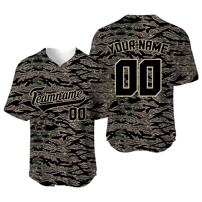 Camo Baseball Jersey Shirts Mens Sublimation Blanks Custom Team/Name T-Shirt Sport Uniform Hombre Sportwear