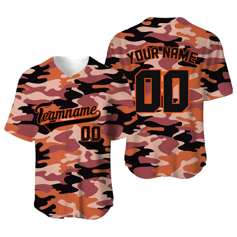 Camo Baseball Jersey Shirts Mens Sublimation Blanks Custom Team/Name T-Shirt Sport Uniform Hombre Sportwear