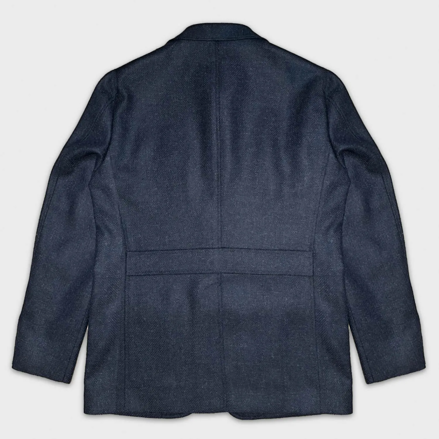 Caruso Denim Blue Tweed Wool Field Jacket