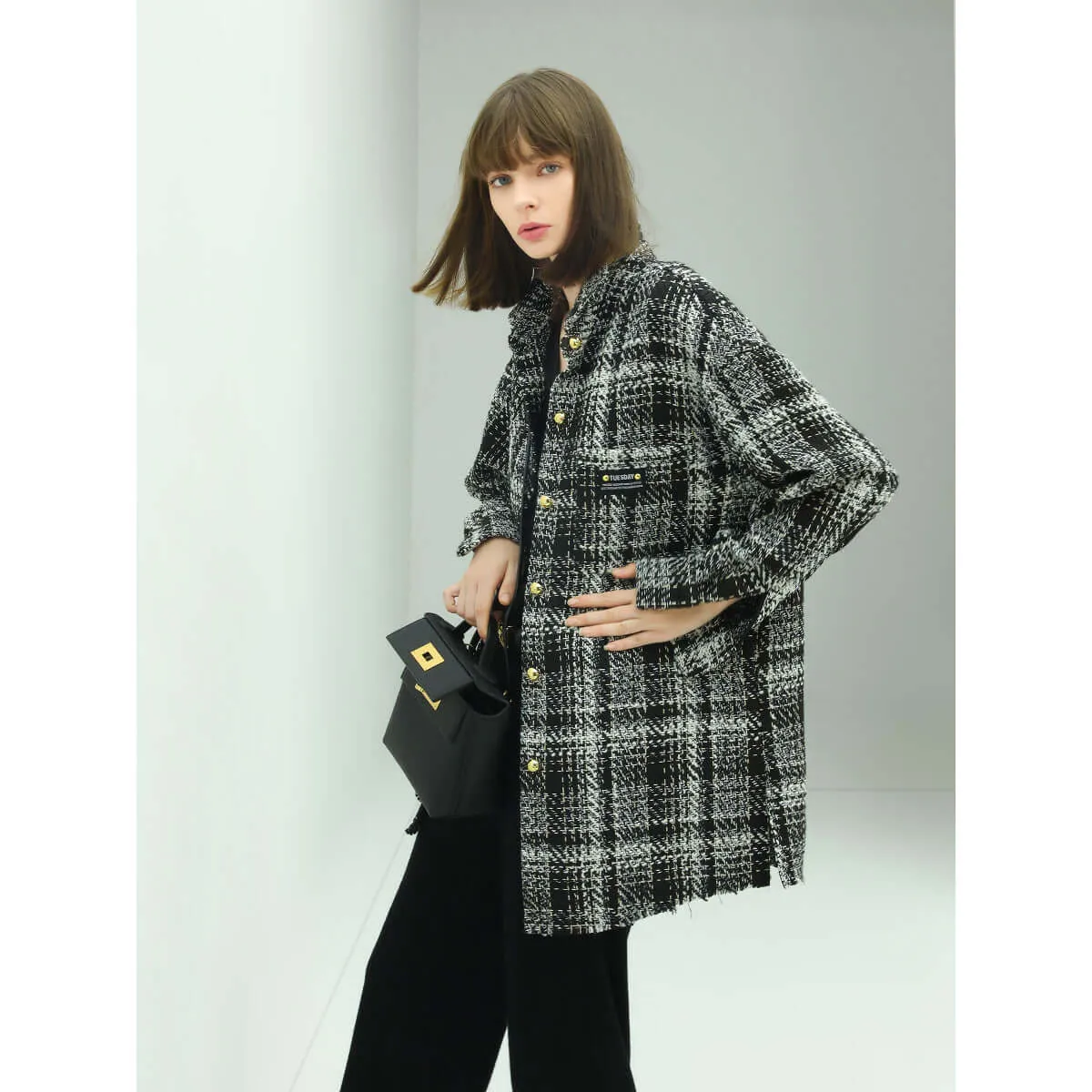 Classic Tweed Checkered Coat