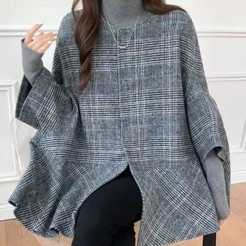 Cloak Cape Tweed Coat (MS059)