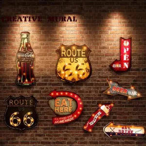 Cold Cola Vintage LED Light Neon Signs Decorative Painting for Family Pub Bar Restaurant Cafe Billboard Route 66 Led Neon Signs