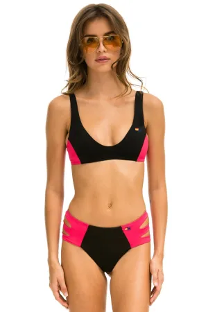 COLOR BLOCK BRALETTE BIKINI TOP - BLACK // RED