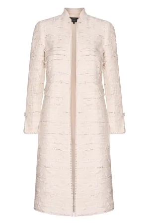 Cream Textured Tweed Dress Coat - Claire