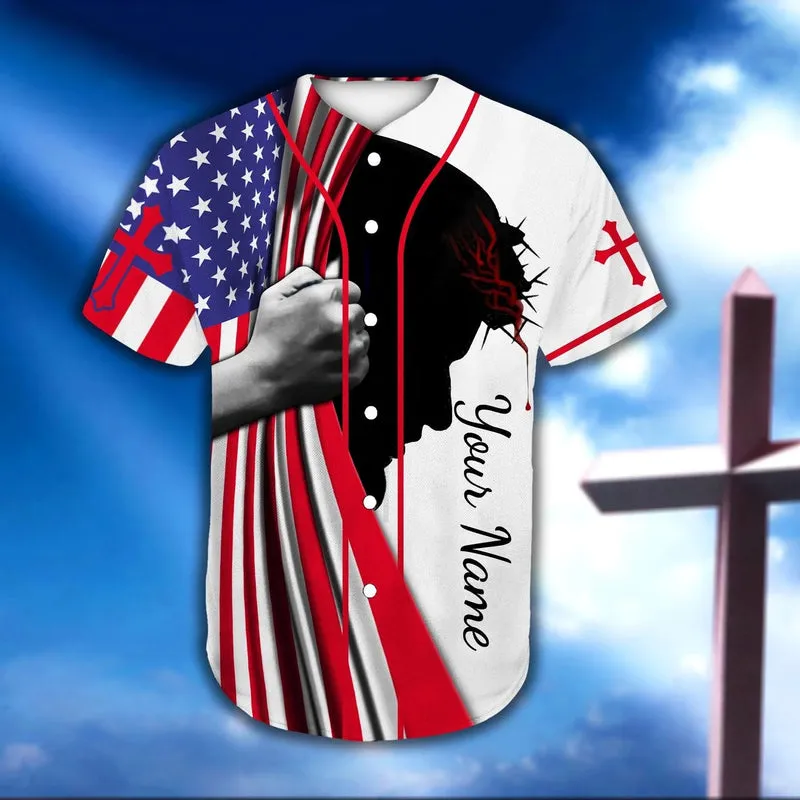 Cross, American Flag Baseball Jersey - Jesus Is My Everything Custom Baseball Jersey Shirt