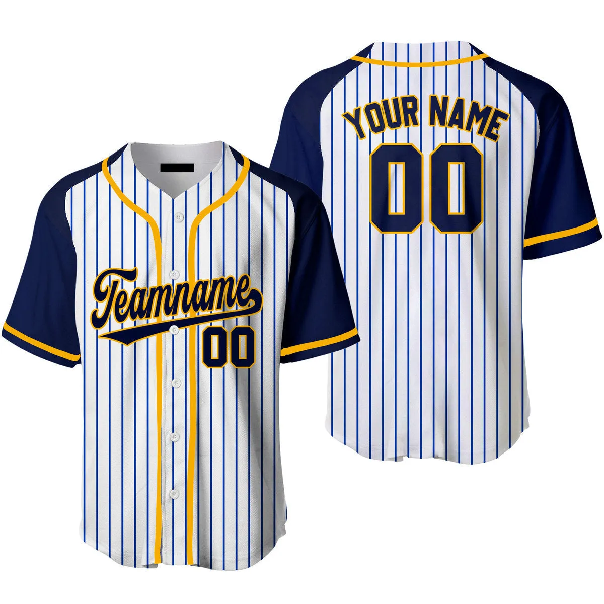 Custom Navy Pinstripe Style Raglan Navy Red Baseball Jerseys For Men & Women