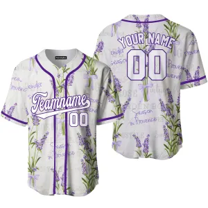 Custom Vintage Lavender Pattern White Custom Baseball Jerseys For Men & Women