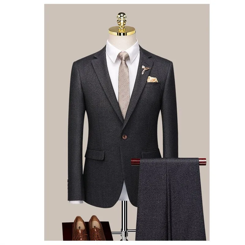 Customized Groom Suit Slim Fitting Korean Men's Wedding Dress British Casual Formal Suit Three Piece Suit