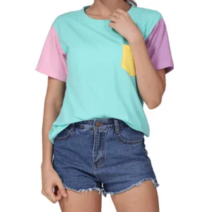 Cute Summer Style Color Contrast Tees