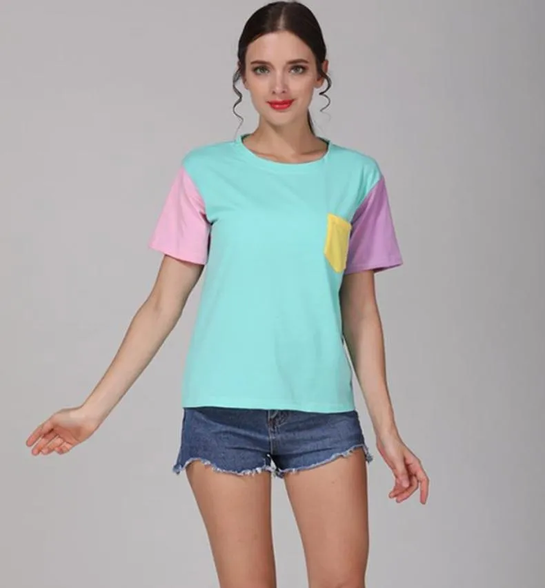 Cute Summer Style Color Contrast Tees