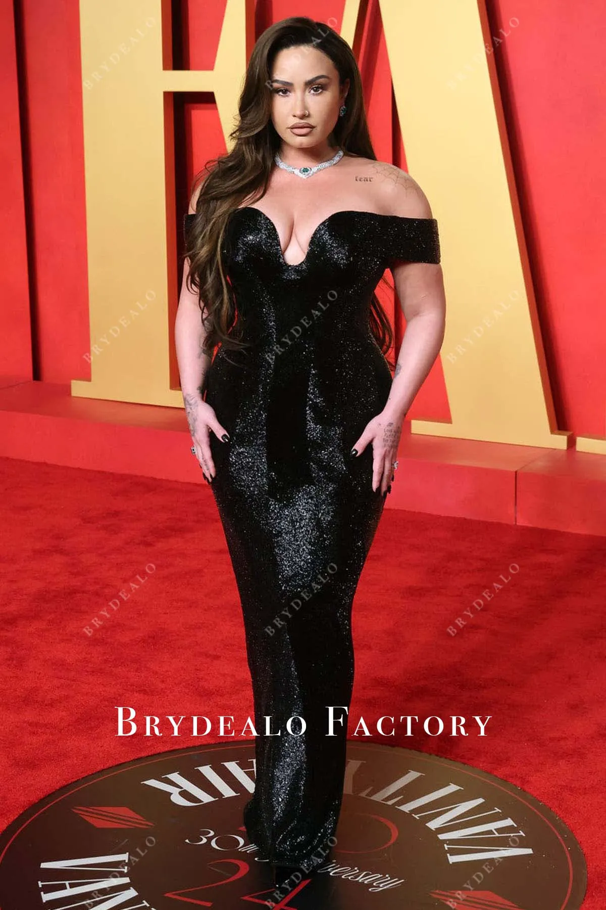 Demi Lovato Black Off Shoulder 2024 Oscars After Party Dress