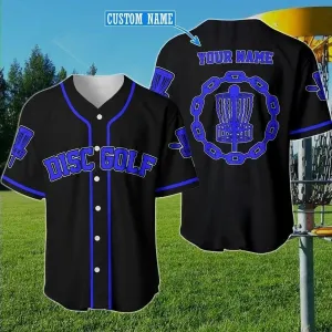 Disc Golf Chain Black And Blue Personalized Baseball Jersey, Gift for Disc Golf Lover