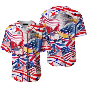 Eagle American Flag 4th Of July Baseball Jersey, Idea Gift for Men