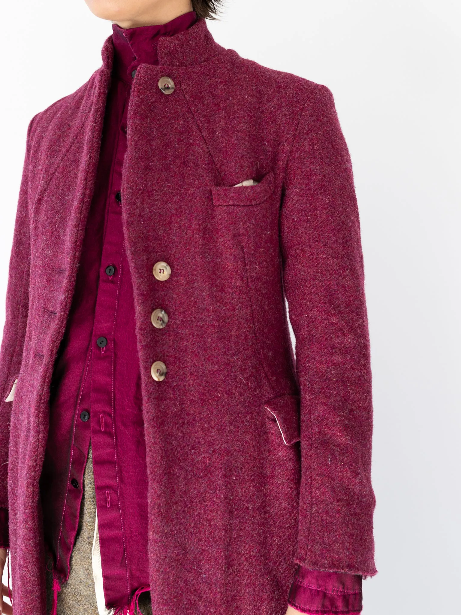 Elena Dawson Hacking Coat, Raspberry Tweed