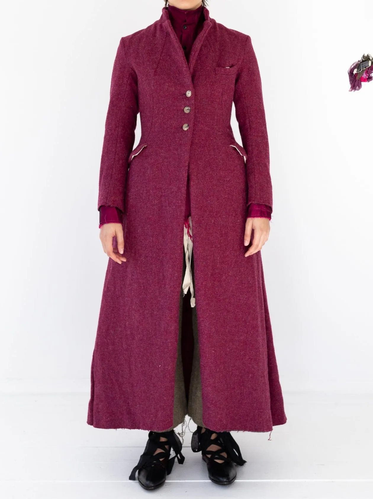 Elena Dawson Hacking Coat, Raspberry Tweed