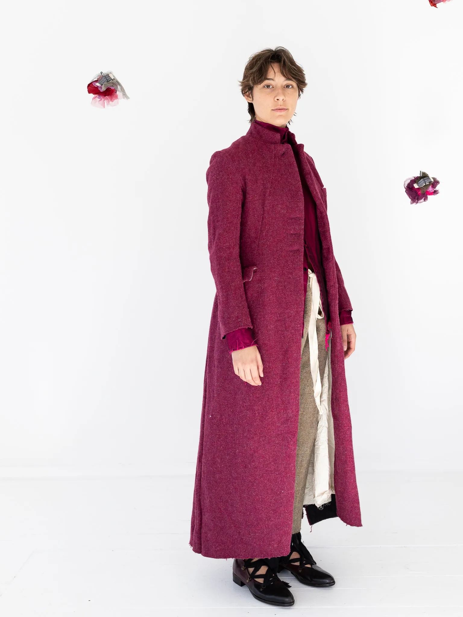 Elena Dawson Hacking Coat, Raspberry Tweed