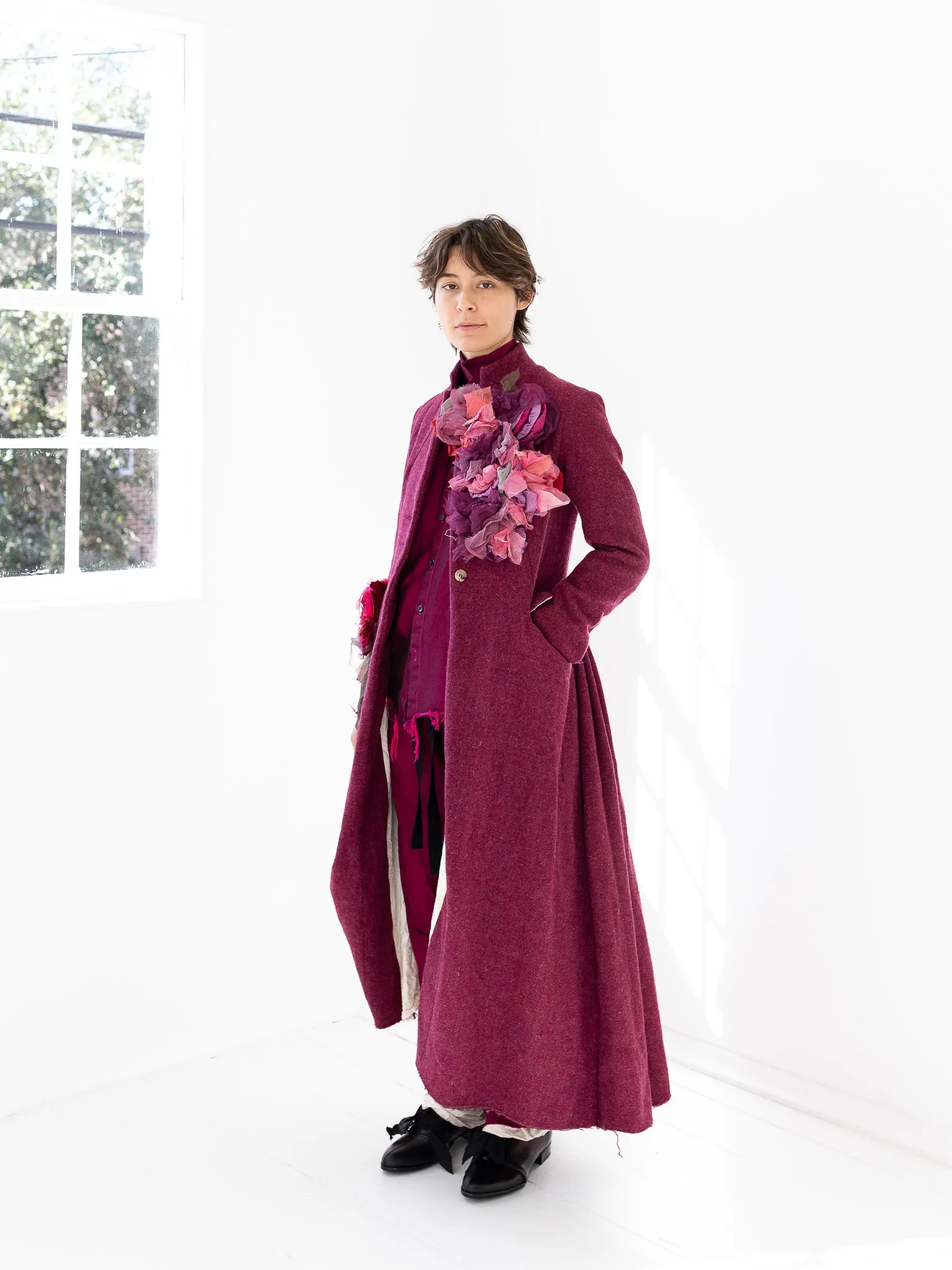 Elena Dawson Hacking Coat, Raspberry Tweed