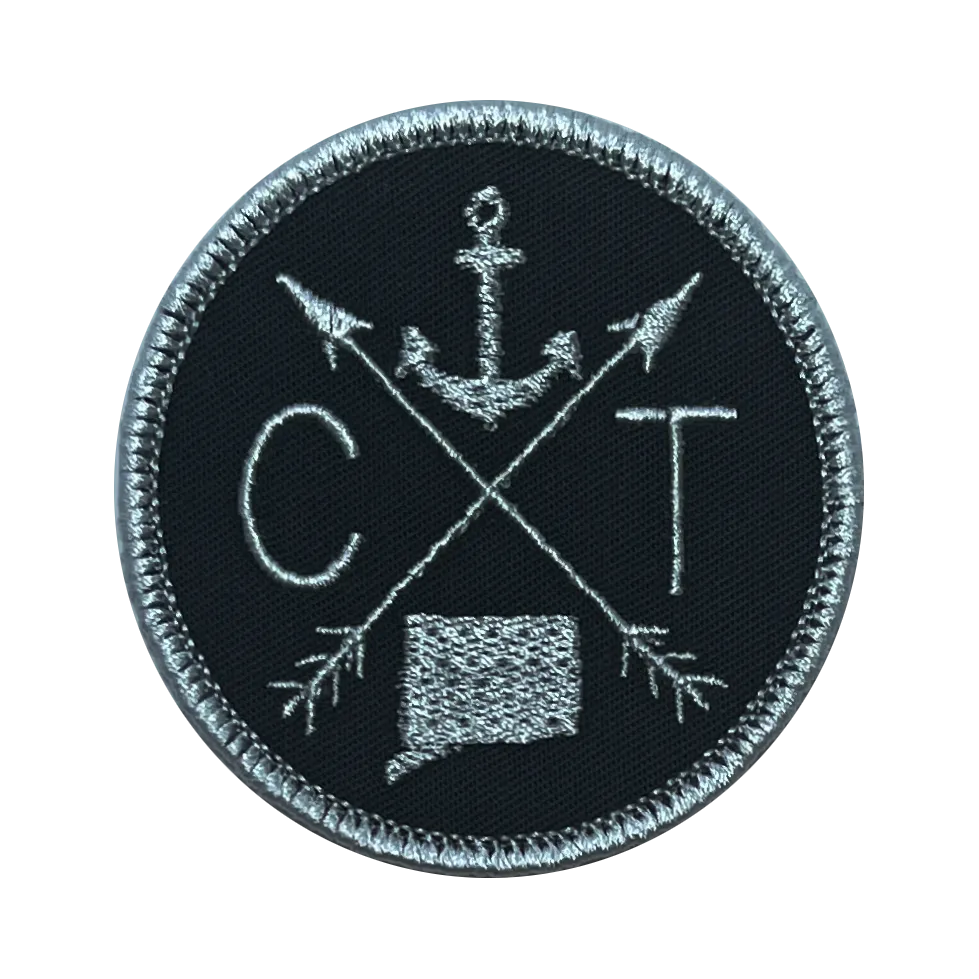 Embroidered Iron-On Custom State Patch - Gray & Black