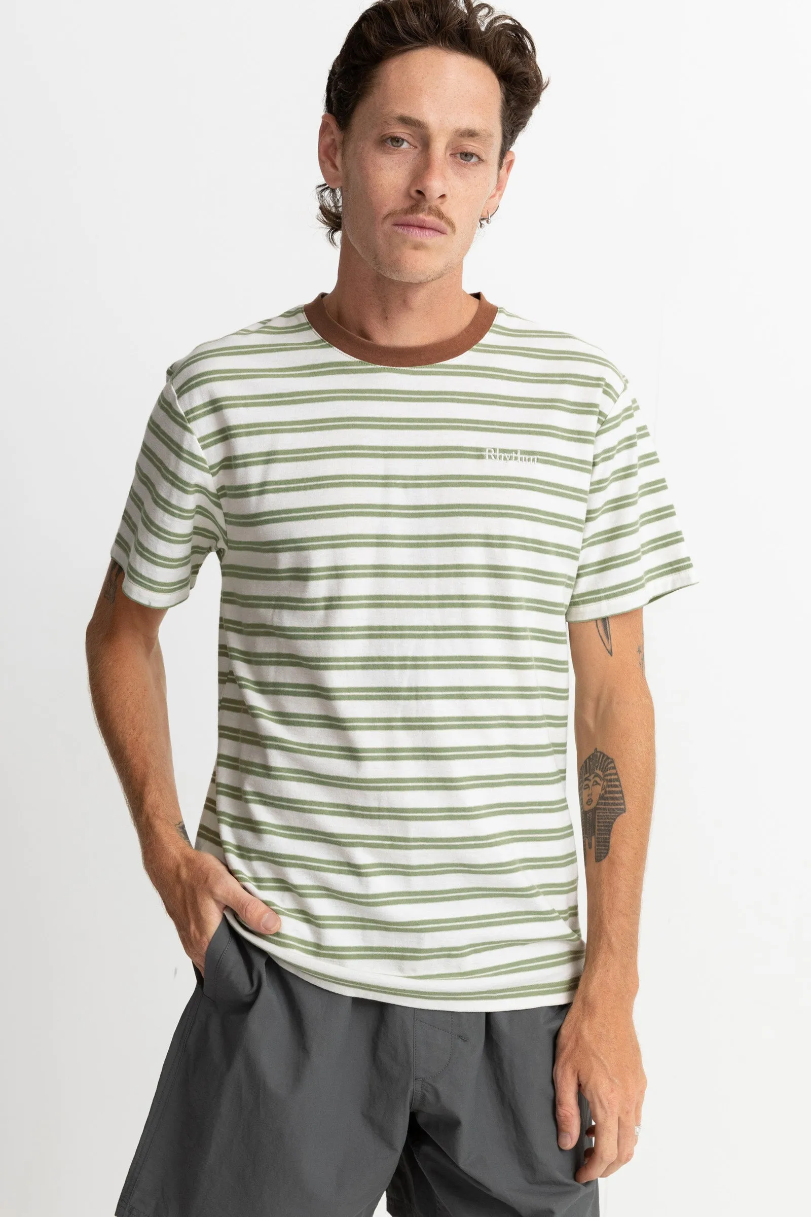 Everyday Stripe Ss T-Shirt Olive