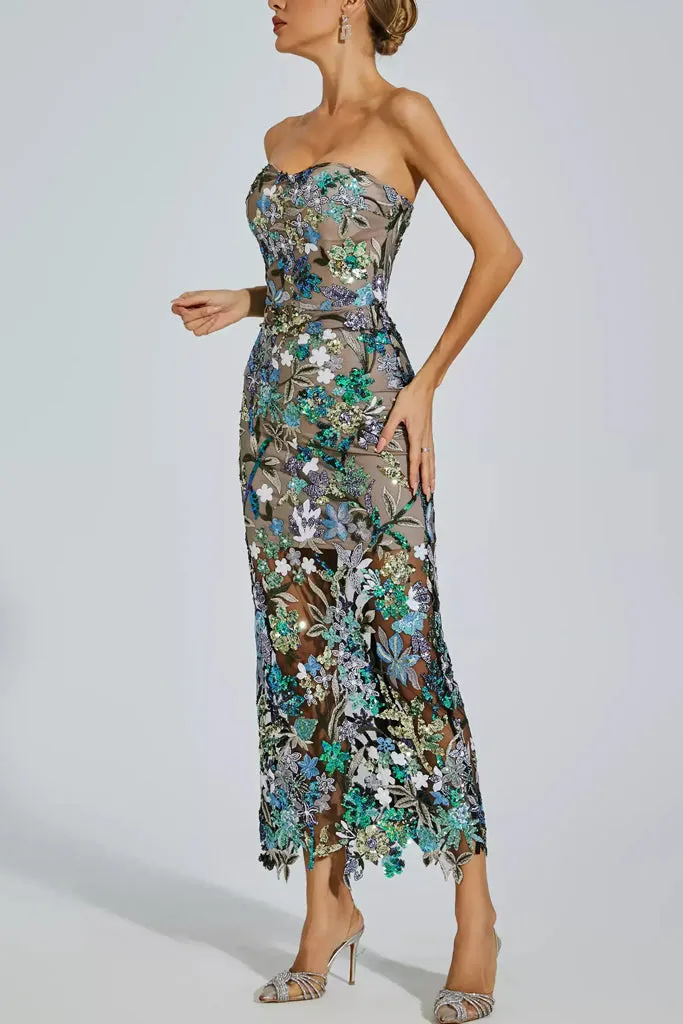 Fioralba Floral Strapless Evening Dress