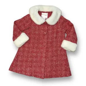 Girls Youngland Size 2T Red Tweed Faux Fur Collar Holiday Dress Coat