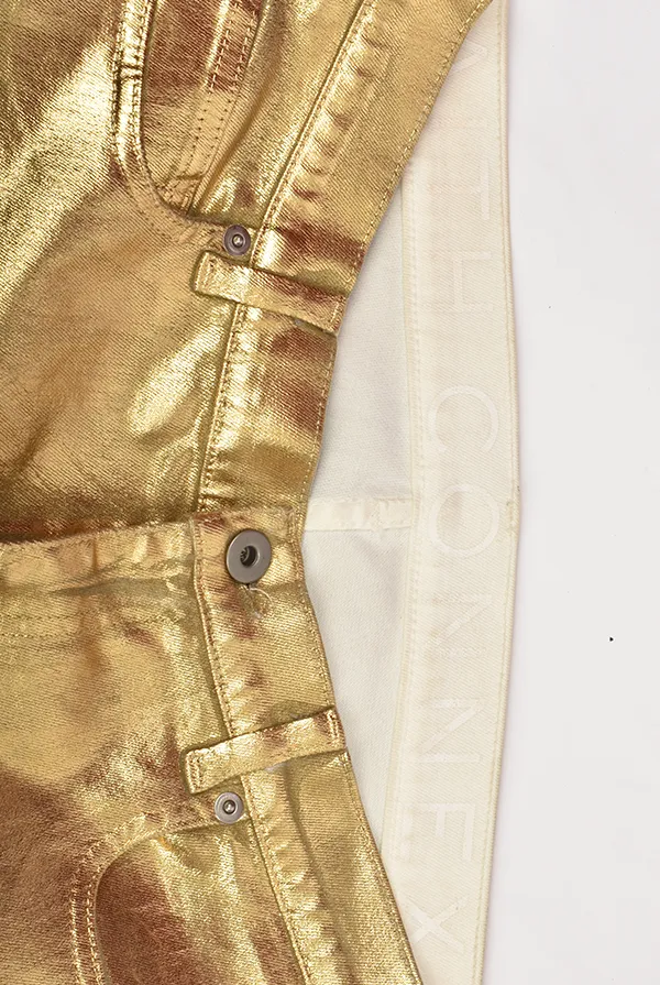 GOLD WAXED DENIM JACKET AND TROUSERS SET