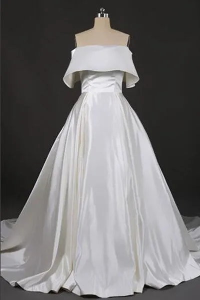 Gorgeous Strapless Ball Gown Long Wedding Dresses, Off the Shoulder Bridal Dresses UQ2289