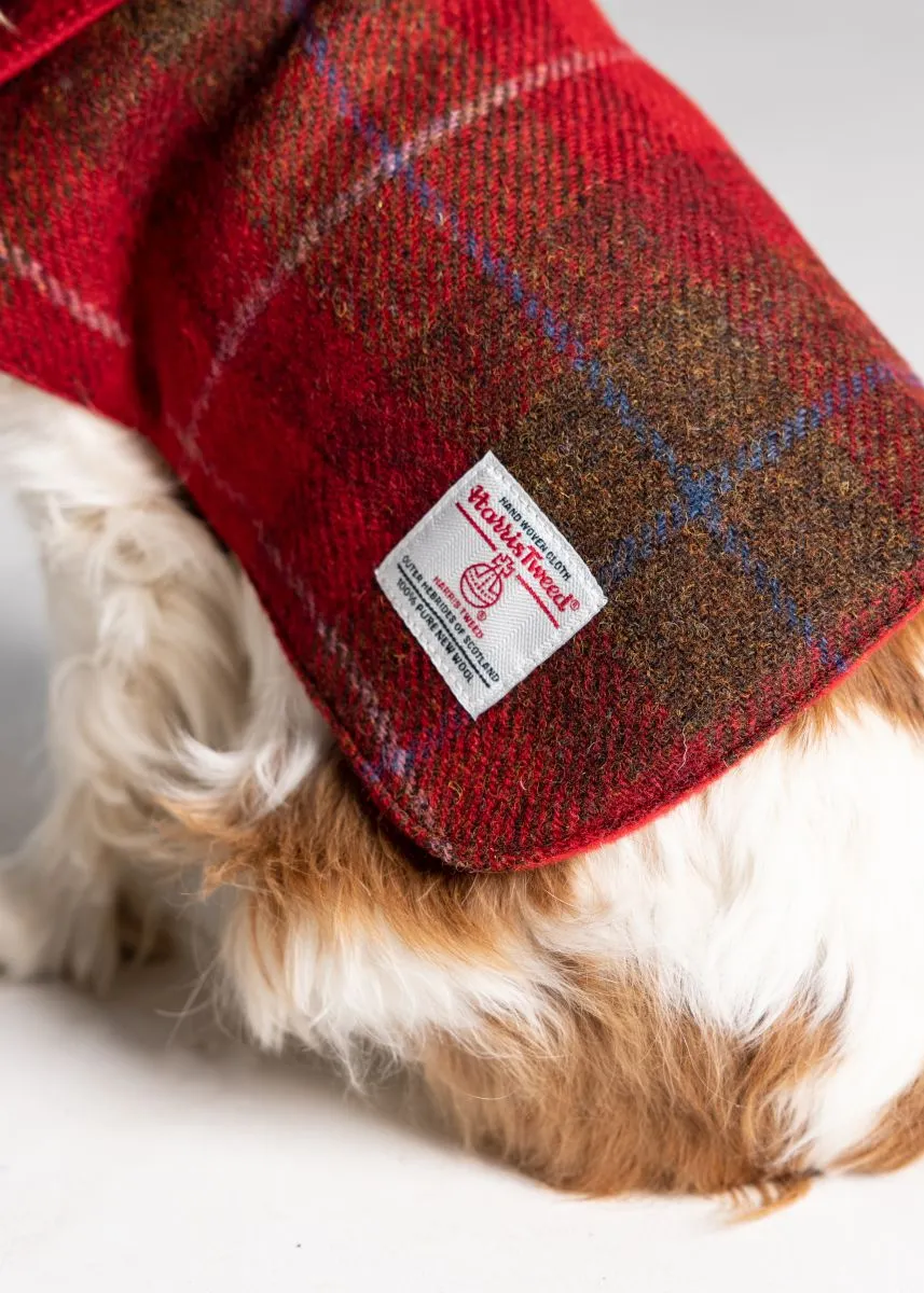 Harris Tweed Dog Coat - Red/Green Check