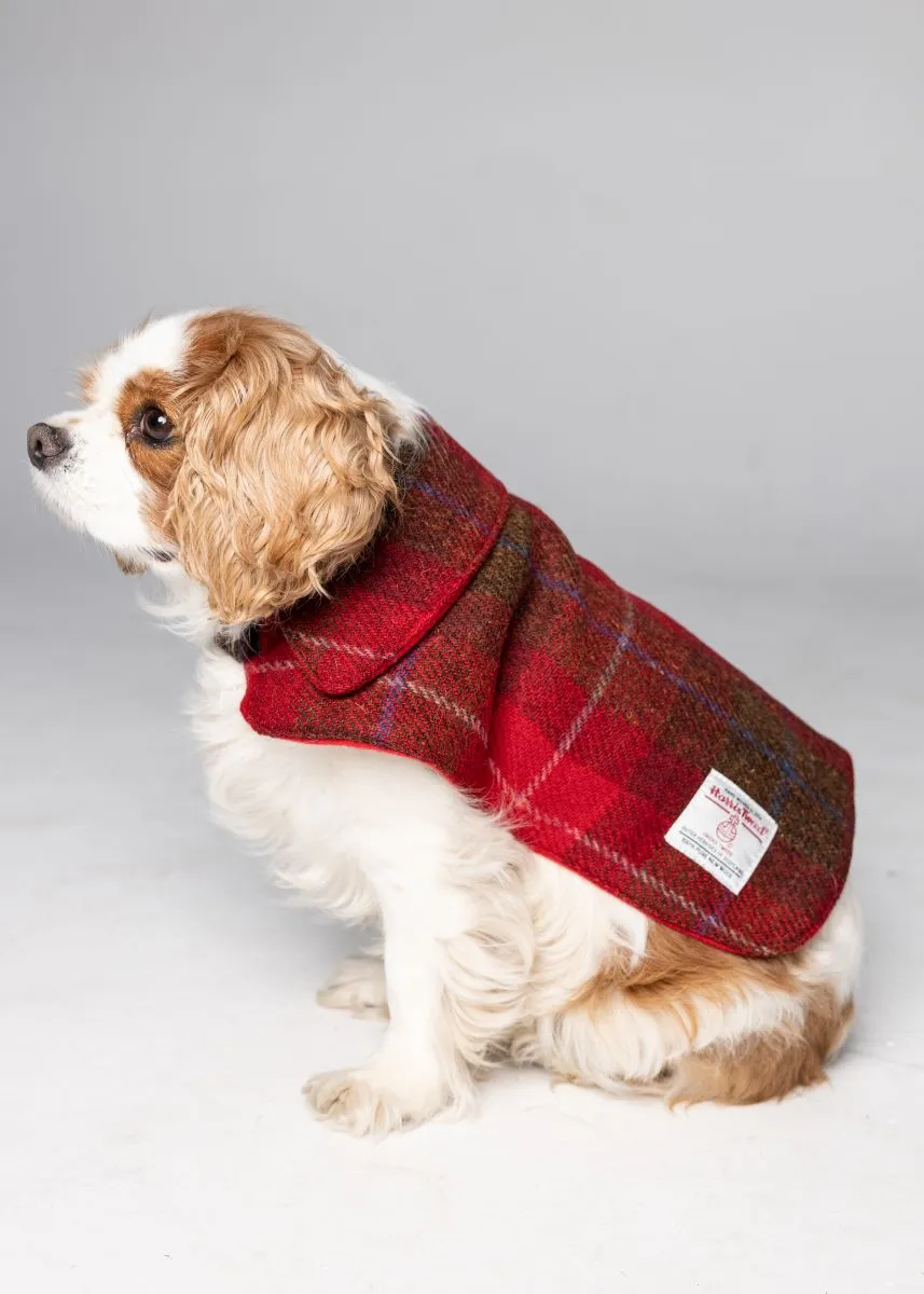 Harris Tweed Dog Coat - Red/Green Check