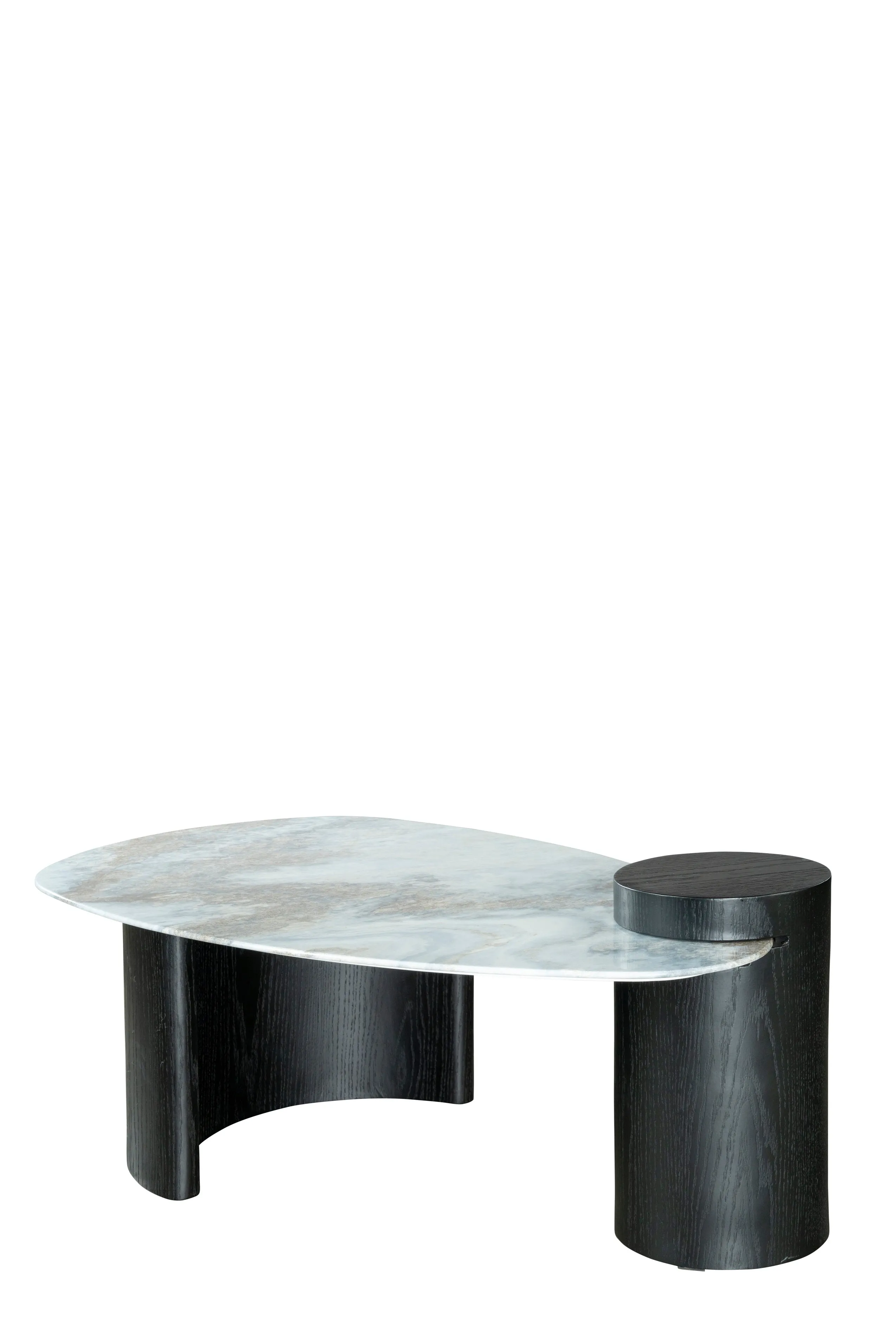 Kai Irregular Shape marble Top Coffee Table in Black and White